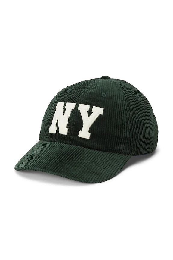 Polo Ralph Lauren czapka z daszkiem sztruksowa aplikacja zielony 211A87348