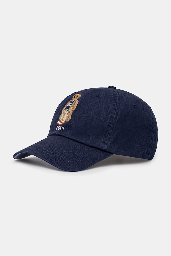 Pamučna kapa sa šiltom Polo Ralph Lauren natpis mornarsko plava 211A87349
