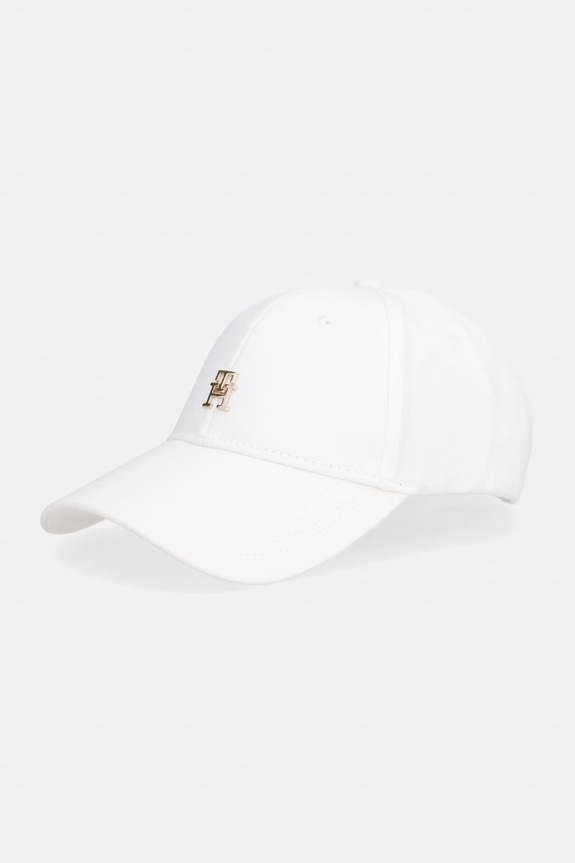 Tommy Hilfiger čiapka so šiltom dámska bavlnená biela AW0AW17631