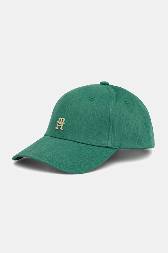 Tommy Hilfiger čiapka so šiltom dámska bavlnená zelená AW0AW17631