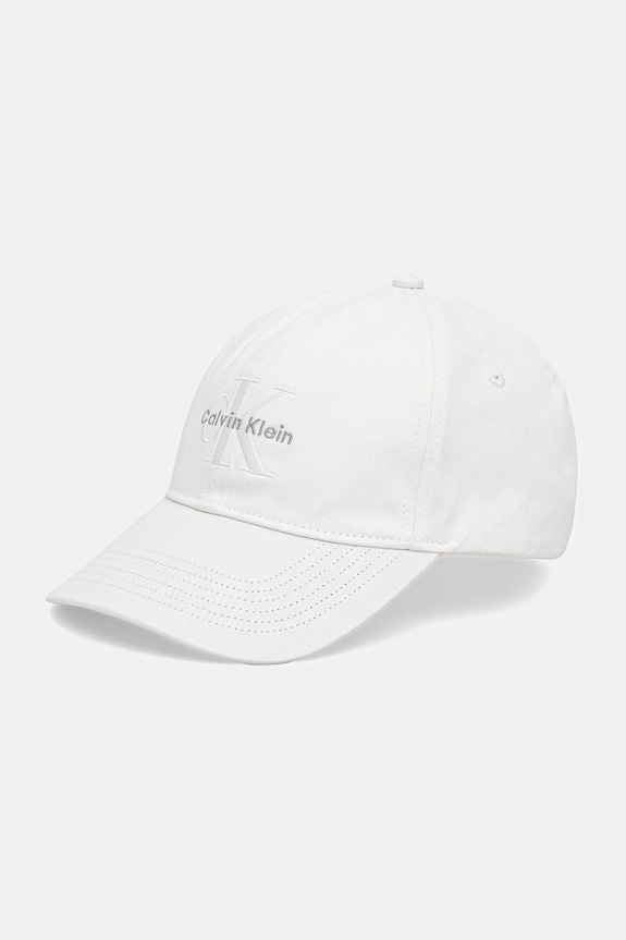Calvin Klein czapka z daszkiem damska bawełniana aplikacja biały LV04K5026G