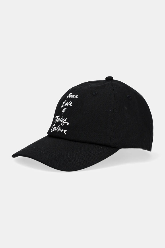 Juicy Couture pamut baseball sapka PEACE LOVE AND JUICY CAP aplikációval fekete JCAWH225703