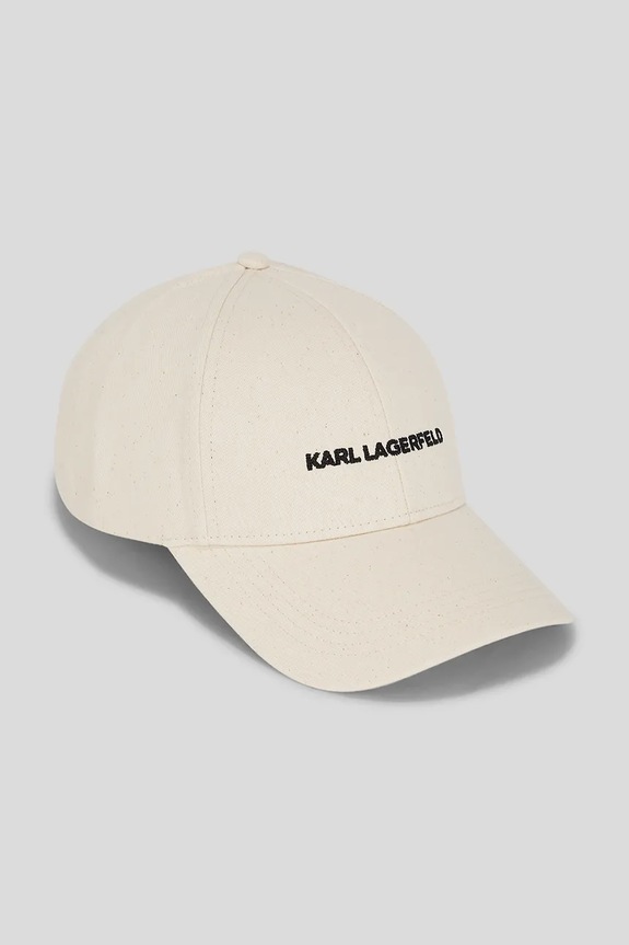 Karl Lagerfeld czapka z daszkiem bawełniana K/ESSENTIAL aplikacja beżowy A3W33023