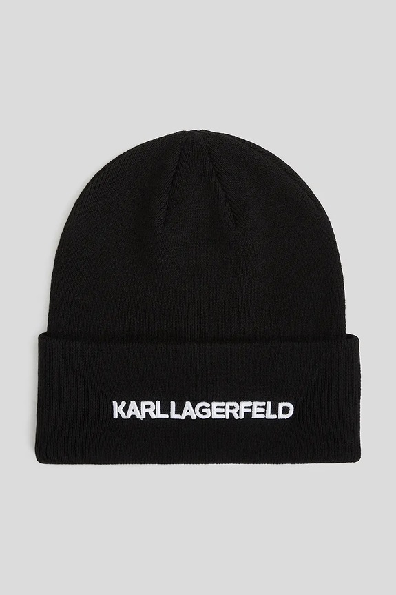 Čiapka Karl Lagerfeld K/ESSENTIAL stredne hrubá čierna A3W33143