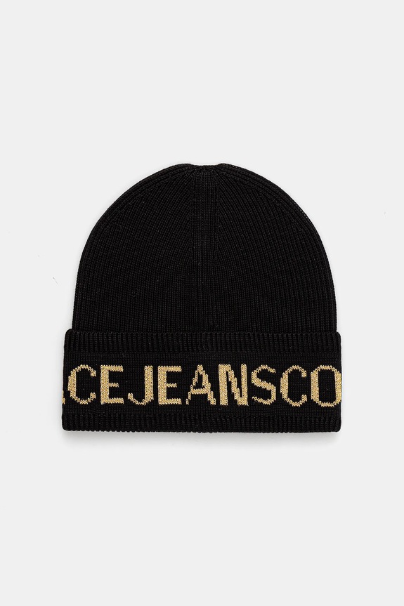 Vlnená čiapka Versace Jeans Couture tenká čierna 79HAZK40.ZG400