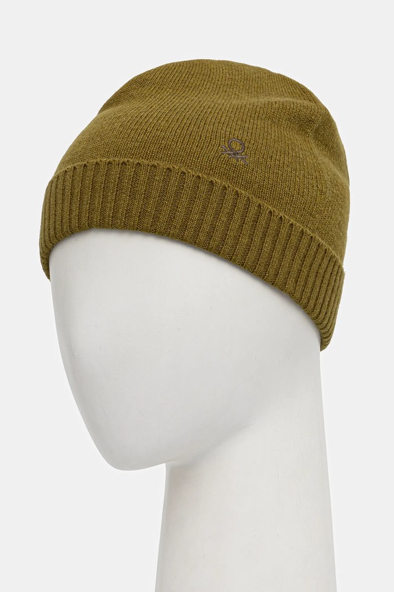 Čiapka s prímesou vlny United Colors of Benetton 122HDA013 zelená AW25