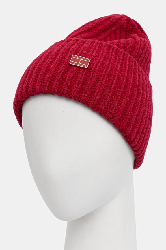 Akcesoria Tommy Jeans czapka z dodatkiem wełny AW0AW17905 czerwony
