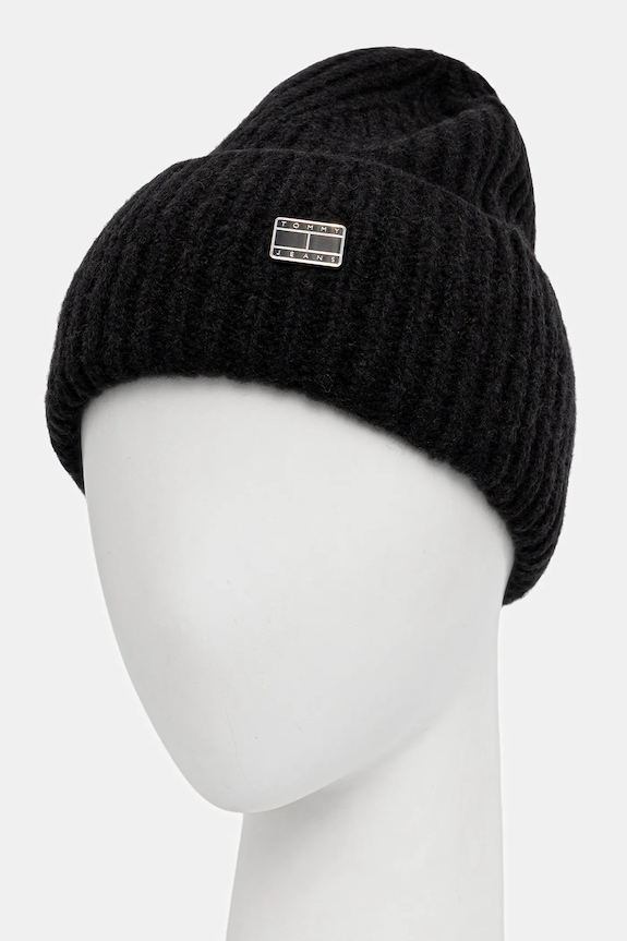Akcesoria Tommy Jeans czapka z dodatkiem wełny AW0AW17905 czarny
