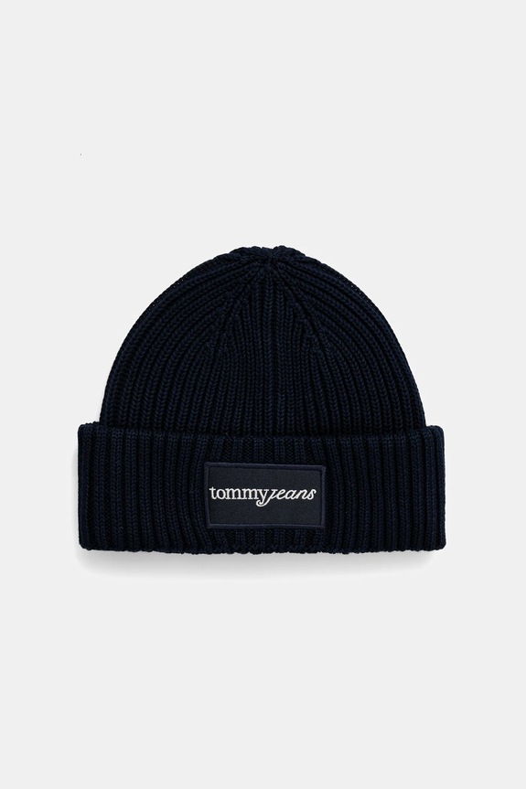 Βαμβακερό σκουφάκι Tommy Jeans βαμβάκι σκούρο μπλε AW0AW17909