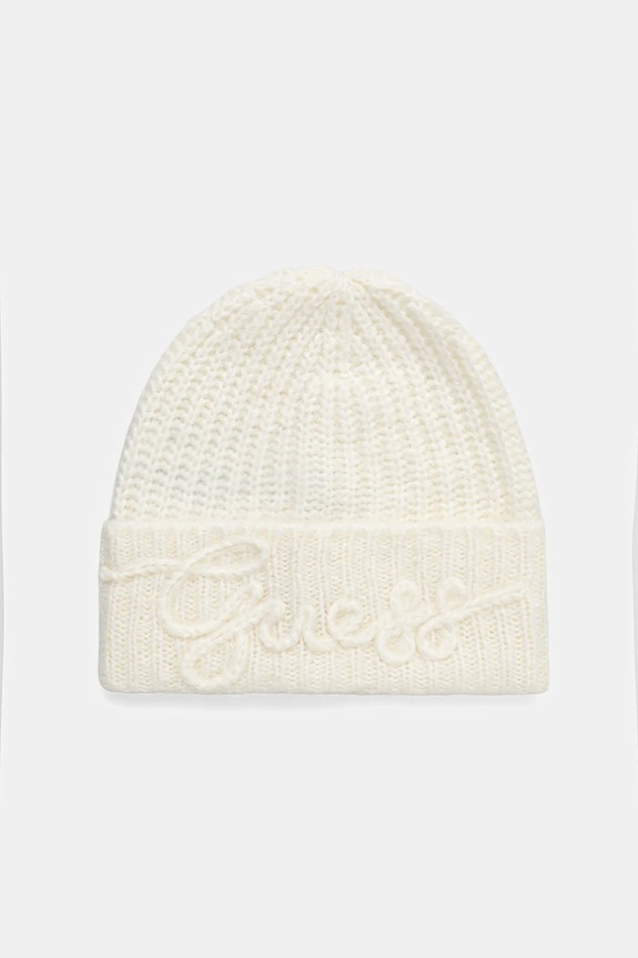 Шапка з домішкою вовни Guess LEXIE аплікація бежевий W5BZ18.Z3580