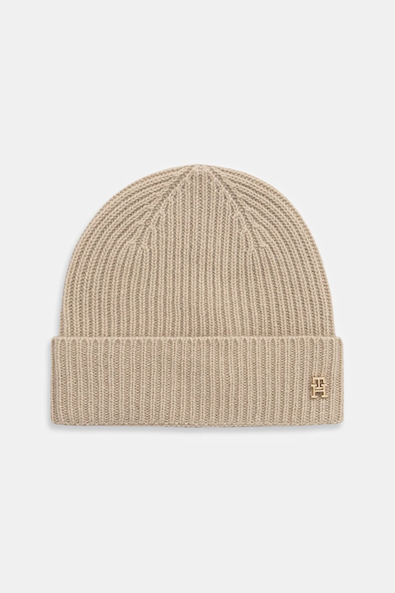 Tommy Hilfiger căciulă de cașmir uni bej AW0AW17772