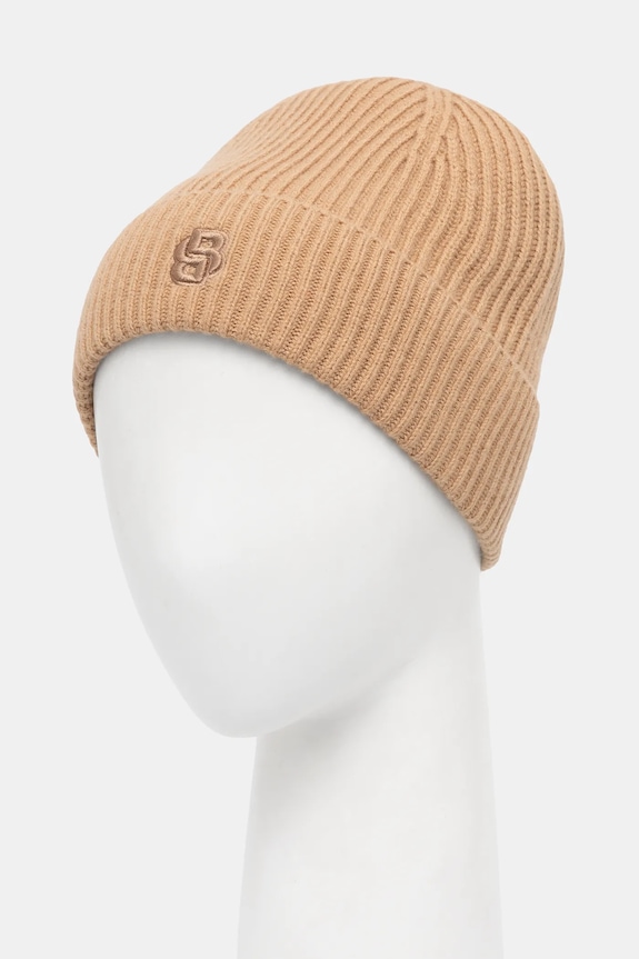 Vlnená čiapka BOSS Leah-B-Icon_hat 50557673 béžová AW25