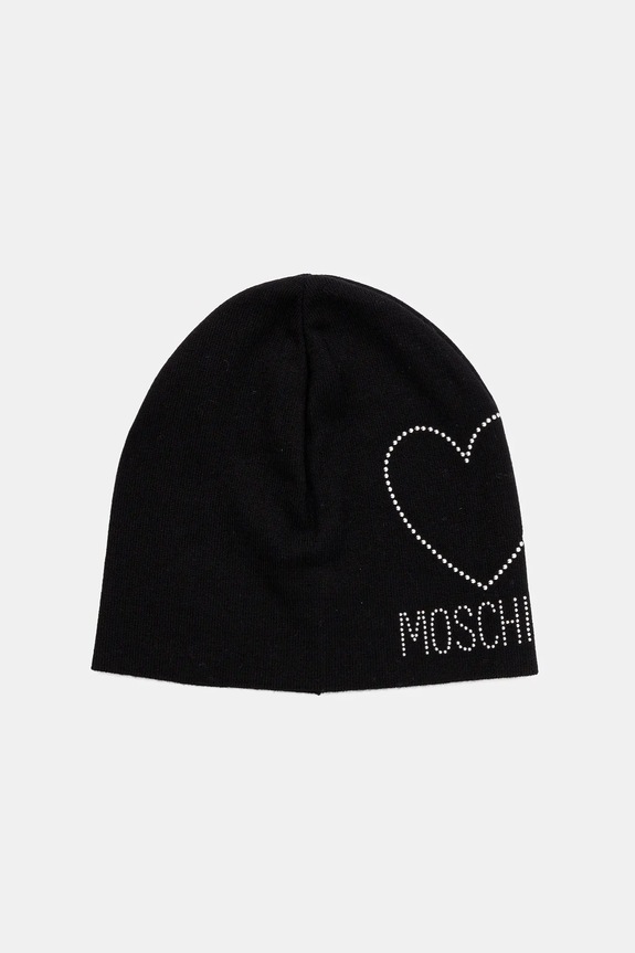 Moschino căciulă de lână imprimeu negru M3332.65451