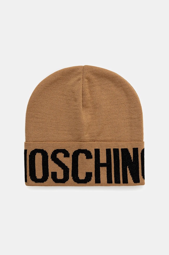 Moschino czapka z wełną średniej grubości beżowy M3349.65457