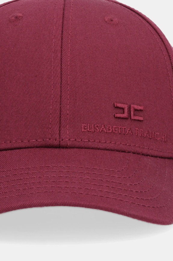 Elisabetta Franchi czapka z daszkiem bawełniana CL18F57E2 bordowy AW25