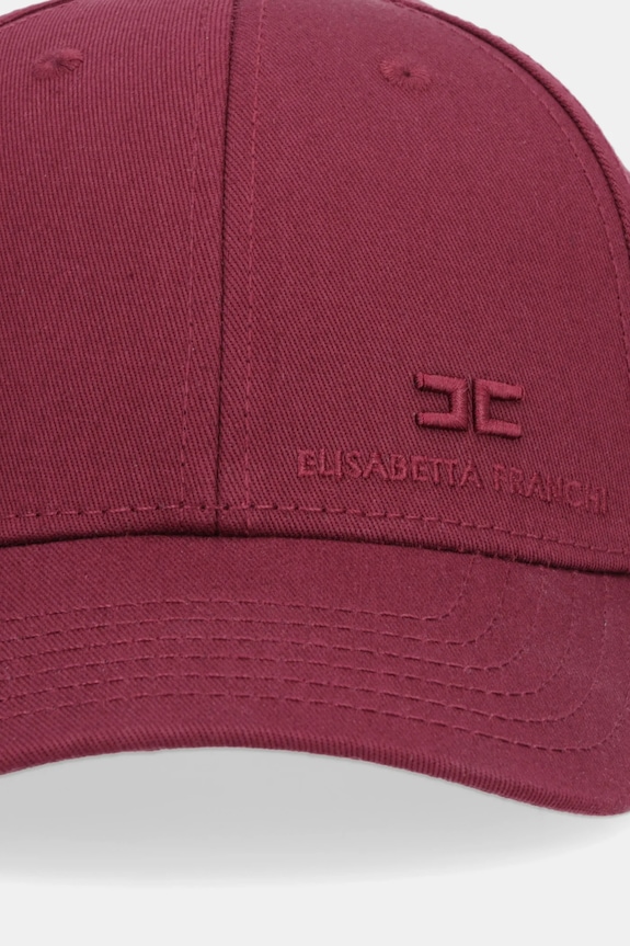 Elisabetta Franchi czapka z daszkiem bawełniana CL18F57E2 bordowy AW25