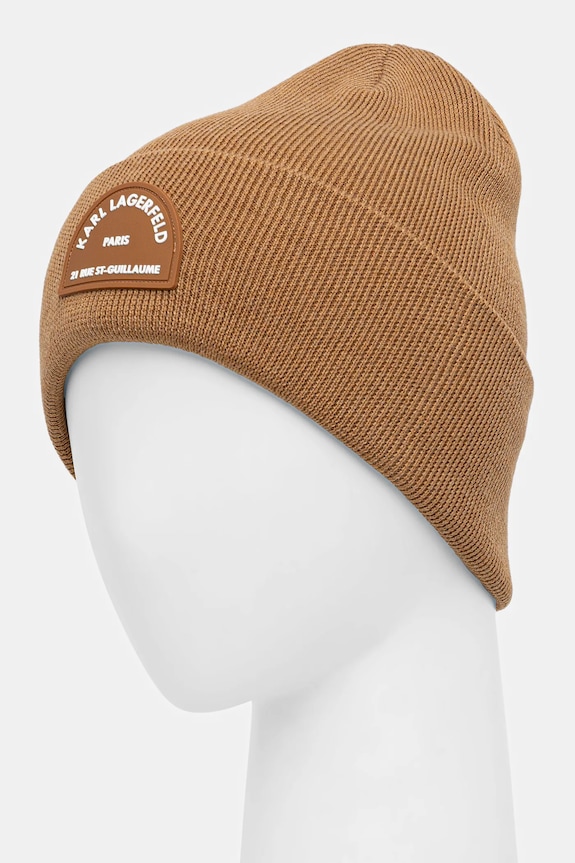 Σκουφί από μείγμα μαλλιού Karl Lagerfeld IKON A4W33107 καφέ AW25