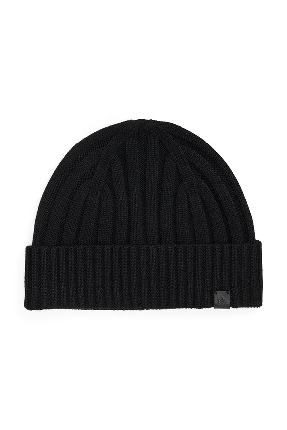 Čiapka s prímesou vlny Lauren Ralph Lauren stredne hrubá čierna 454P04462