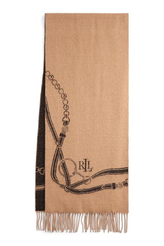 Lauren Ralph Lauren căciulă si eșarfă din amestec de lână 454P04494 bej AW25