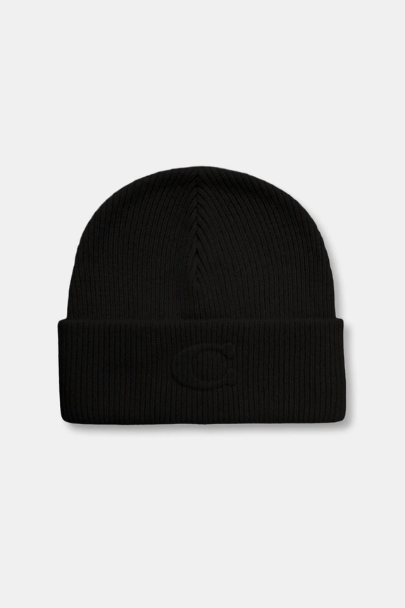 Σκουφάκι με προσθήκη μαλλιού Coach μεσαίου πάχους μαύρο 29CCL44