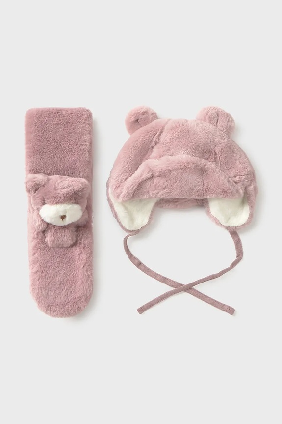 Детска шапка и шал Mayoral средно дебел розов 10020.4H.Baby.9BYA