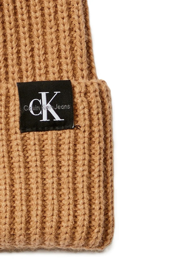 Detská čiapka a šál Calvin Klein Jeans IU0IU00638.9BYA hnedá AW25