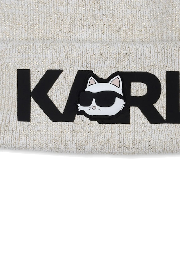 Παιδικός σκούφος και κασκόλ από βαμβάκι Karl Lagerfeld μπεζ Z31013.50.56