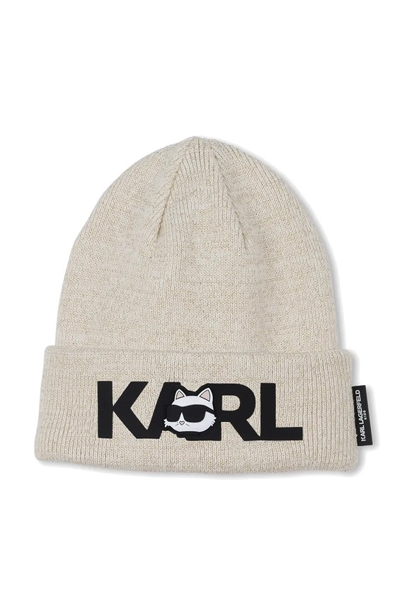 Παιδικός σκούφος και κασκόλ από βαμβάκι Karl Lagerfeld Z31013.56.58 μπεζ AW25