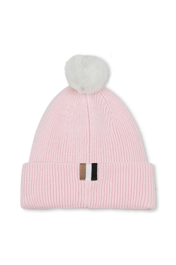 Detská bavlnená čiapka BOSS J52718 ružová AW25