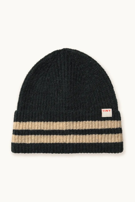 Σκουφάκι Tinycottons STRIPES BEANIE με προσθήκη μαλλιού πράσινο AW25.110
