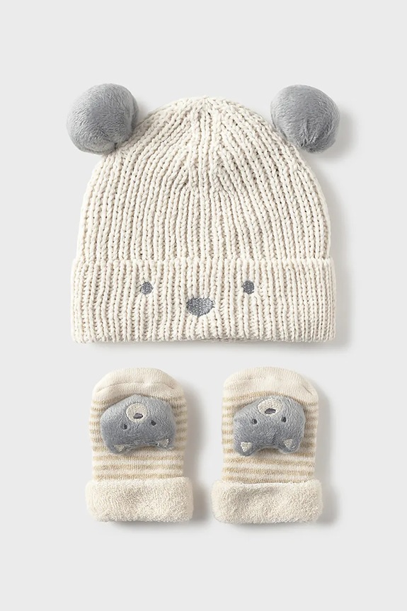 Kapa i čarape za bebe Mayoral Newborn ostalo bež 9933.1H.Newborn.9BYA