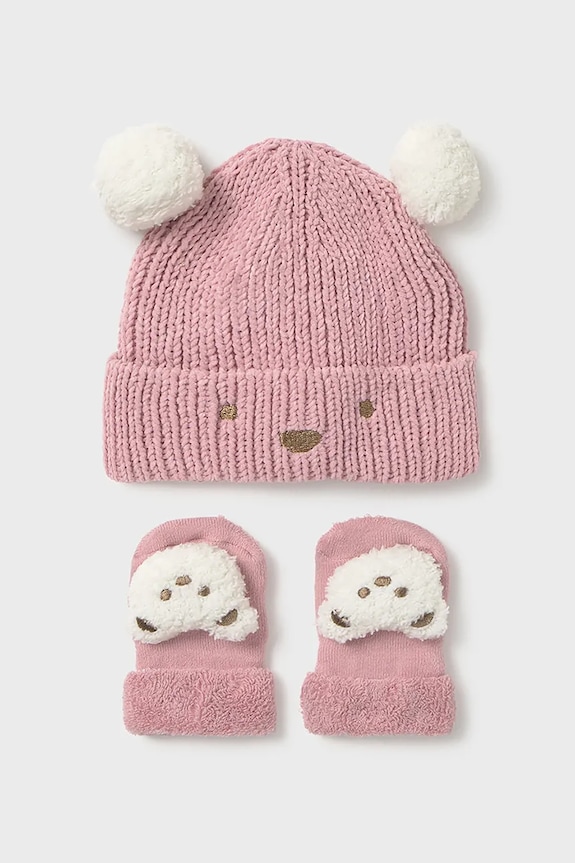 Шапочка и носки для младенцев Mayoral Newborn аппликация розовый 9933.1H.Newborn.9BYA