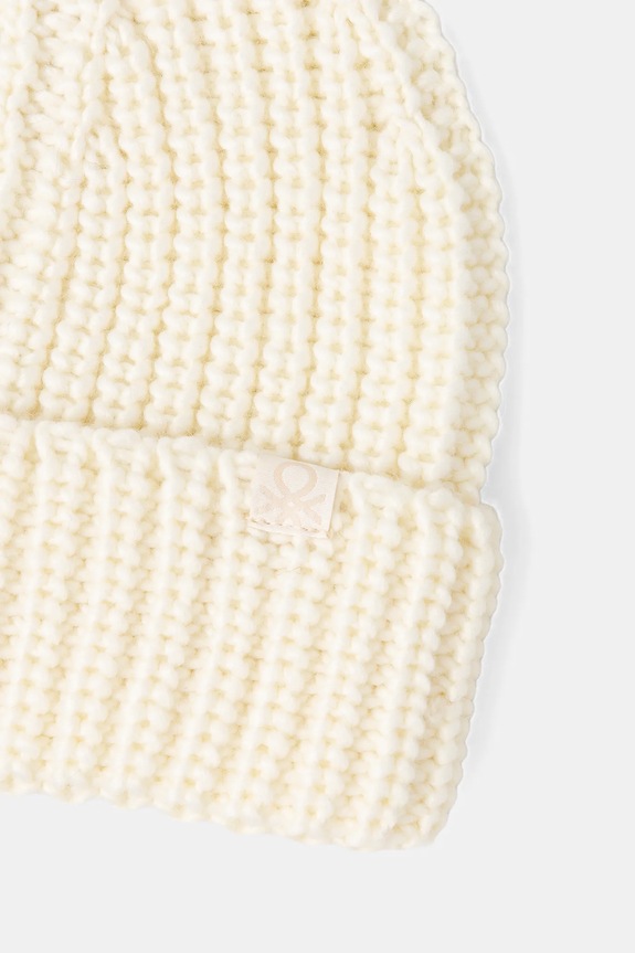Detská čiapka s prímesou vlny United Colors of Benetton 105HCA014.G.seasonal béžová AW25