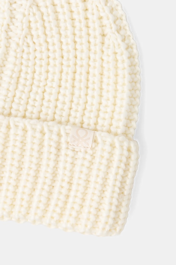 Detská čiapka s prímesou vlny United Colors of Benetton 105HCA014.G.seasonal béžová AW25