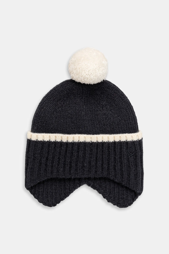 Detská čiapka United Colors of Benetton hrubá tmavomodrá 6N1KGA01N.P.Seasonal