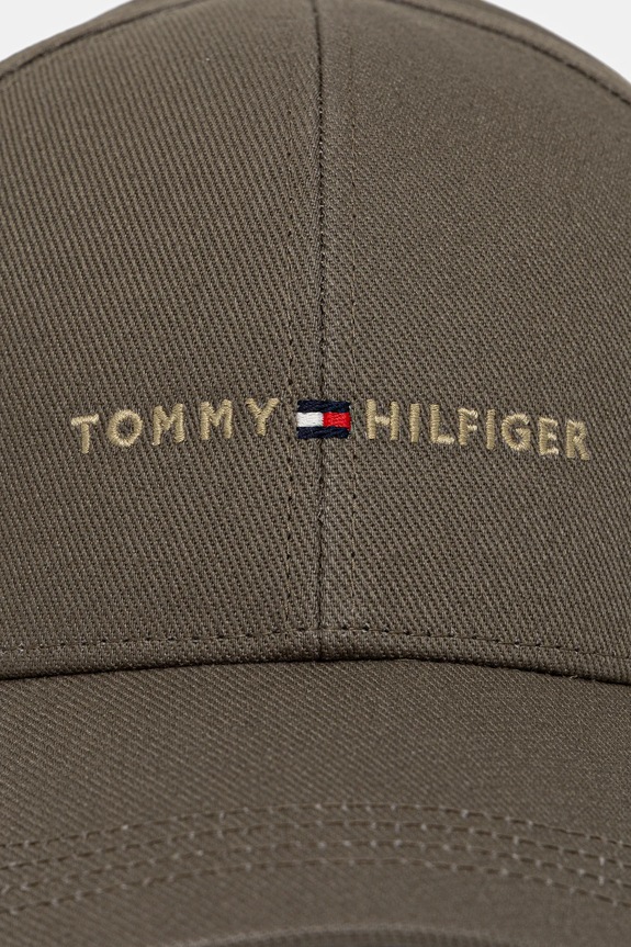 Βαμβακερό καπέλο του μπέιζμπολ Tommy Hilfiger AM0AM13431 πράσινο AW25