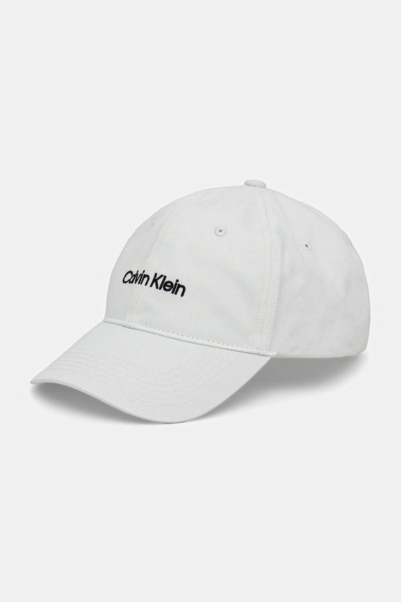 Calvin Klein czapka bejsbolówka męska bawełniana aplikacja biały LV04D5003G