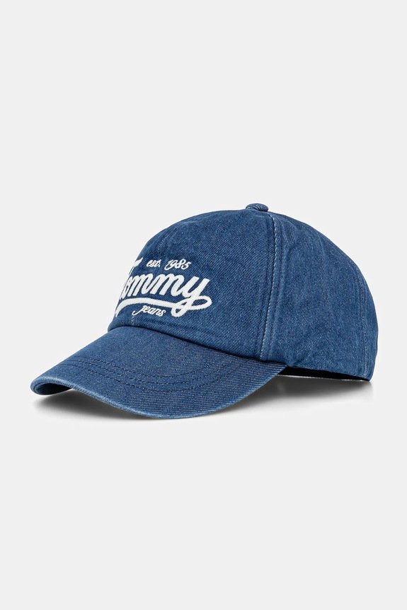 Tommy Jeans czapka z daszkiem jeansowa aplikacja granatowy AM0AM13565