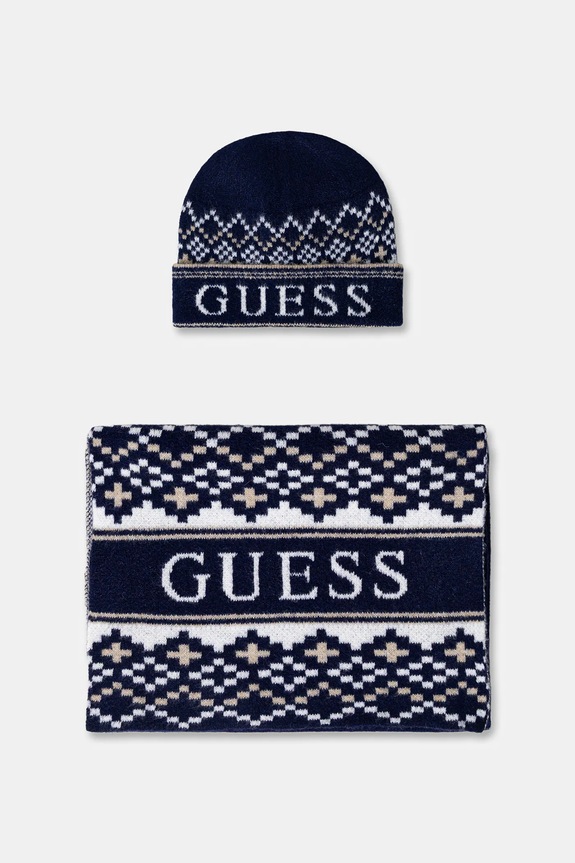 Шапка і шарф з додаванням вовни Guess з додаванням вовни темно-синій M5BZ44.Z4142