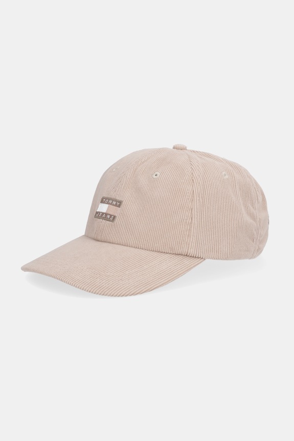 Tommy Jeans czapka z daszkiem sztruksowa aplikacja beżowy AM0AM13667