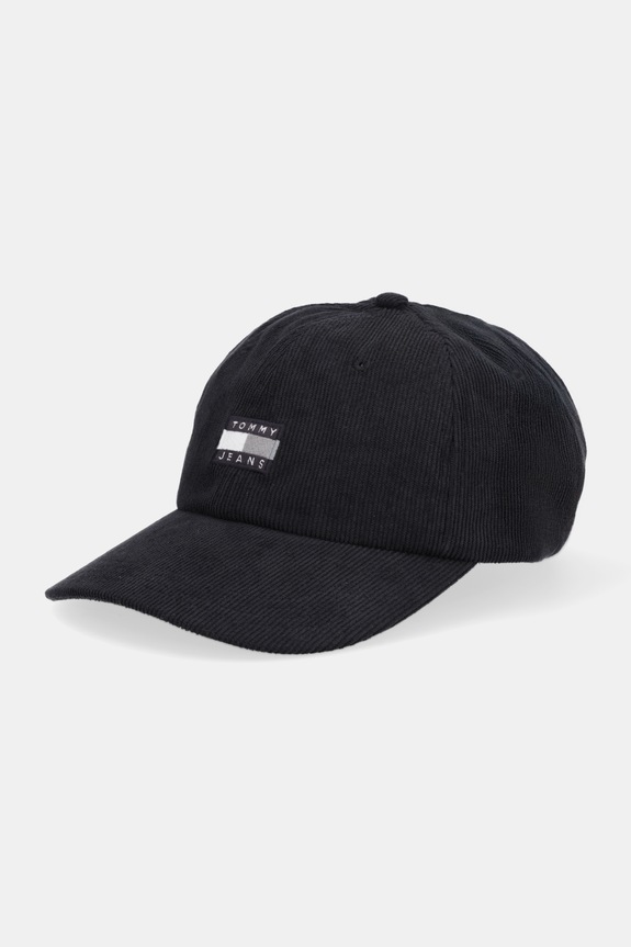 Tommy Jeans czapka z daszkiem sztruksowa aplikacja czarny AM0AM13667