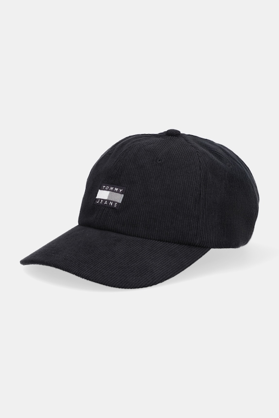 Tommy Jeans czapka z daszkiem sztruksowa aplikacja czarny AM0AM13667