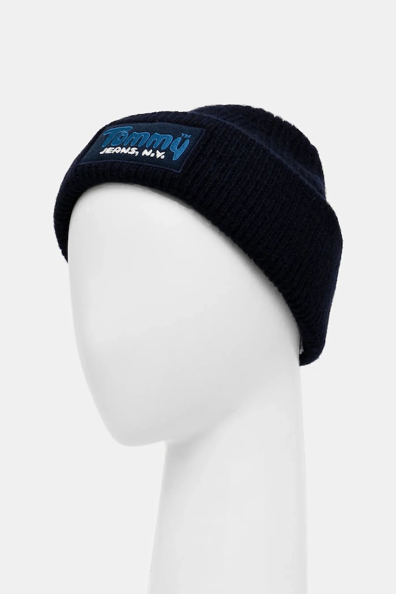 Akcesoria Tommy Jeans czapka z domieszką wełny AM0AM13675 granatowy