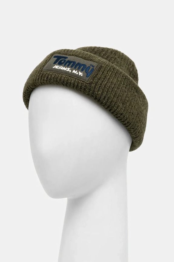 Akcesoria Tommy Jeans czapka z domieszką wełny AM0AM13675 zielony