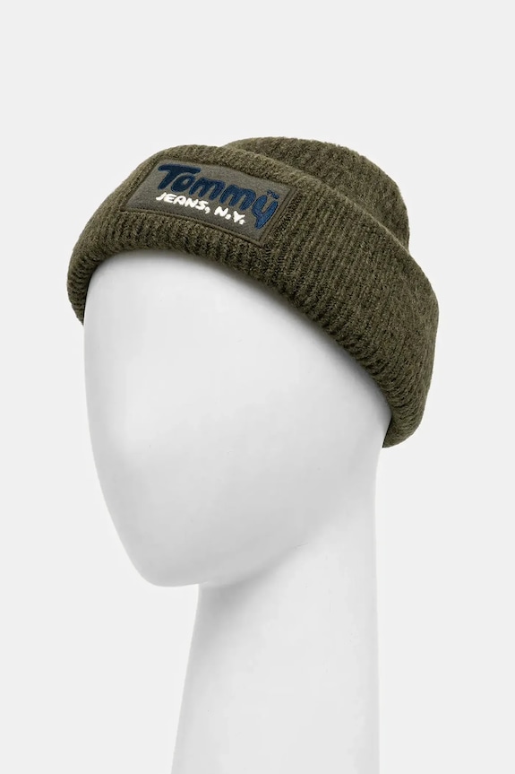Akcesoria Tommy Jeans czapka z domieszką wełny AM0AM13675 zielony