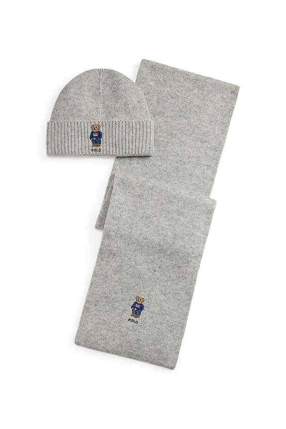 Шапка і шарф з додаванням вовни Polo Ralph Lauren тонкий сірий 449P02050