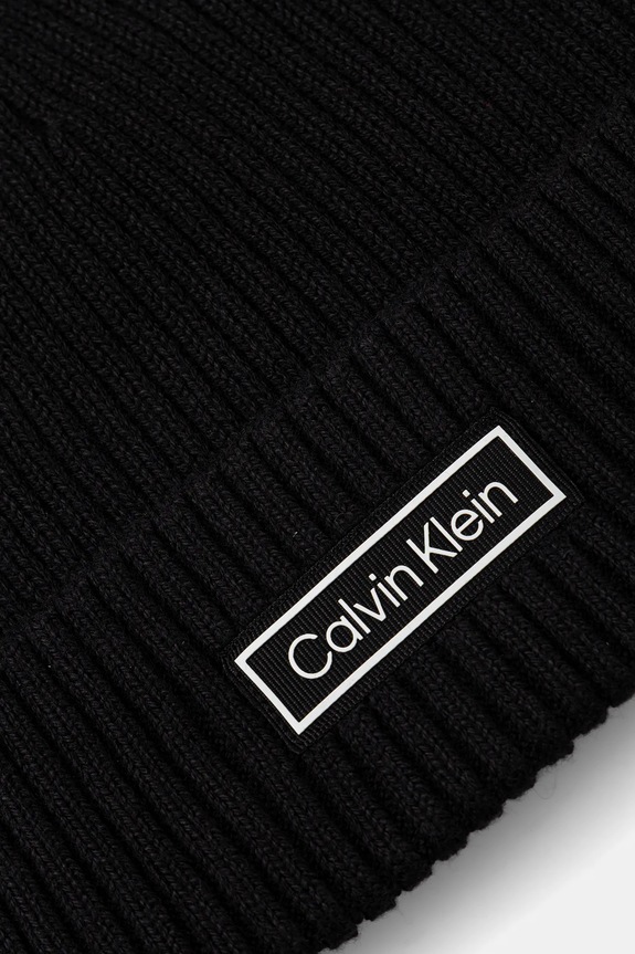 Calvin Klein czapka z domieszką kaszmiru LV04D8053G czarny AW25