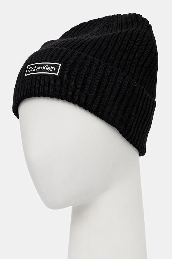 Akcesoria Calvin Klein czapka z domieszką kaszmiru LV04D8053G czarny