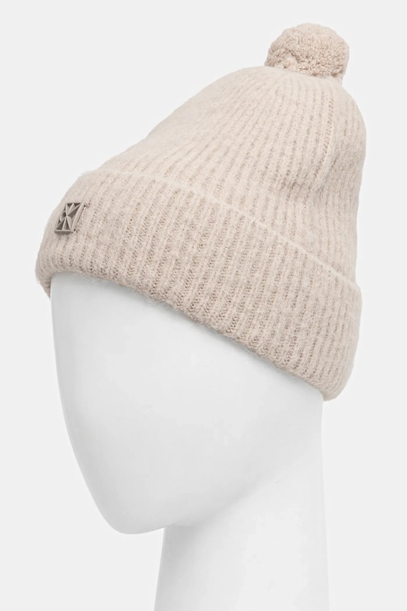Calvin Klein czapka z dodatkiem wełny LV04D8067G beżowy NC25