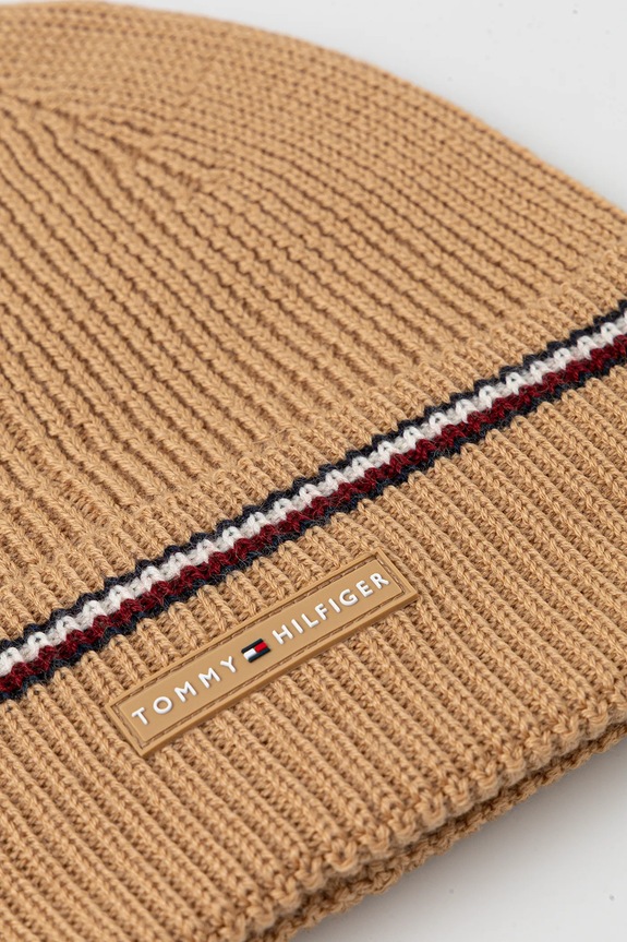 Akcesoria Tommy Hilfiger czapka z dodatkiem wełny AM0AM13587 beżowy